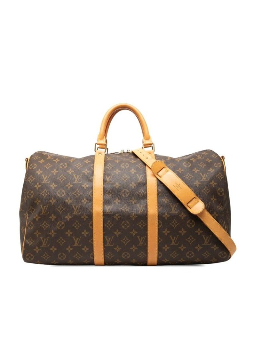 Louis Vuitton Monogram Keepall Bandouliere 50 Boston Bag 2-Way Brown Leather
